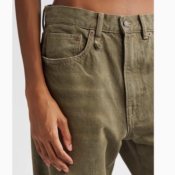 NWT R13 Distressed X-Boyfriend Ankle Jeans - Vintage Olive Drab Military - Picture 4 of 14